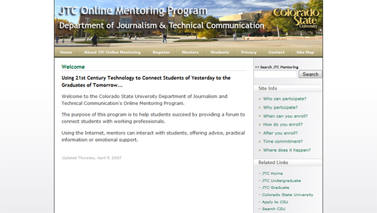 Colorado State University - JTC Online Mentoring Program